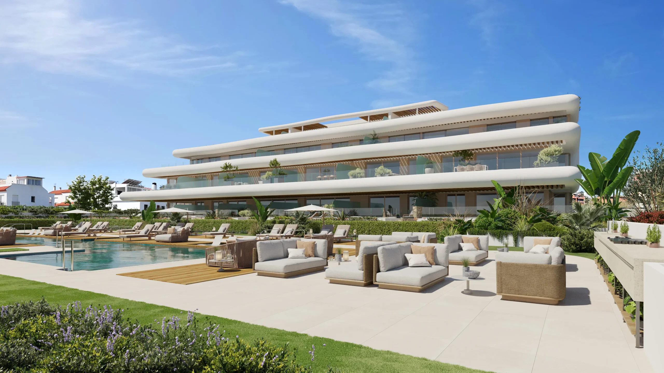 Elegante Erdgeschosswohnungen in Marbella mit Garten und Meerblick